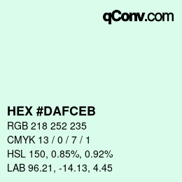 颜色代码: HEX #DAFCEB | qconv.com