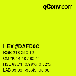 颜色代码: HEX #DAFD0C | qconv.com