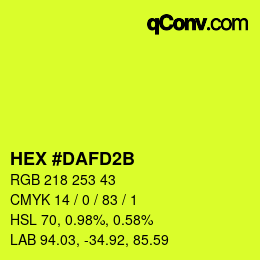 颜色代码: HEX #DAFD2B | qconv.com