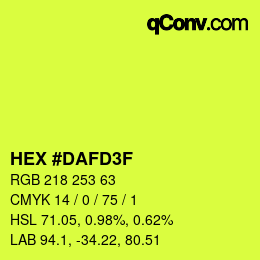 Color code: HEX #DAFD3F | qconv.com