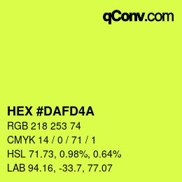 Color code: HEX #DAFD4A | qconv.com