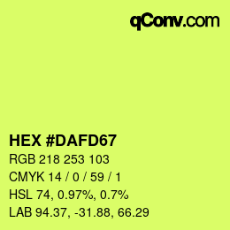 カラーコード: HEX #DAFD67 | qconv.com