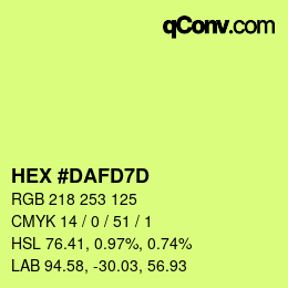 Color code: HEX #DAFD7D | qconv.com