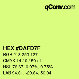 カラーコード: HEX #DAFD7F | qconv.com