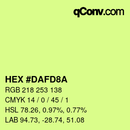 Color code: HEX #DAFD8A | qconv.com