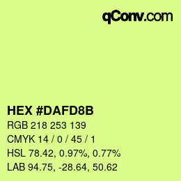 Farbcode: HEX #DAFD8B | qconv.com