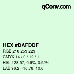カラーコード: HEX #DAFDDF | qconv.com