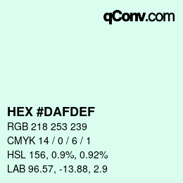 Color code: HEX #DAFDEF | qconv.com