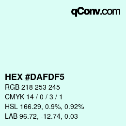 颜色代码: HEX #DAFDF5 | qconv.com