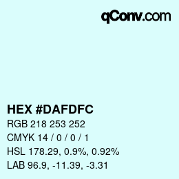 カラーコード: HEX #DAFDFC | qconv.com