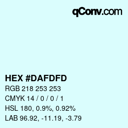 カラーコード: HEX #DAFDFD | qconv.com