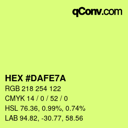 カラーコード: HEX #DAFE7A | qconv.com