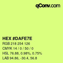 カラーコード: HEX #DAFE7E | qconv.com