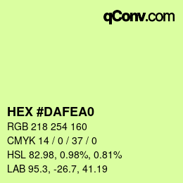 颜色代码: HEX #DAFEA0 | qconv.com