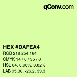 カラーコード: HEX #DAFEA4 | qconv.com