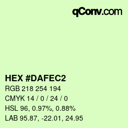 Farbcode: HEX #DAFEC2 | qconv.com