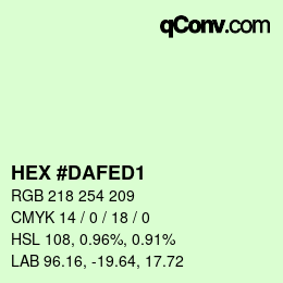 Color code: HEX #DAFED1 | qconv.com