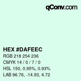 Color code: HEX #DAFEEC | qconv.com