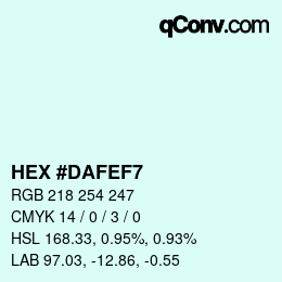 Color code: HEX #DAFEF7 | qconv.com