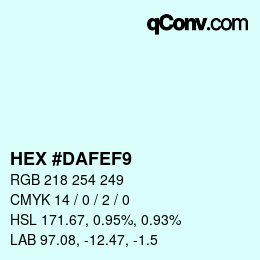 颜色代码: HEX #DAFEF9 | qconv.com