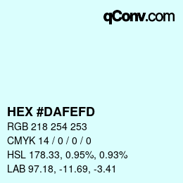 Color code: HEX #DAFEFD | qconv.com