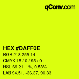 Color code: HEX #DAFF0E | qconv.com