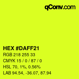 颜色代码: HEX #DAFF21 | qconv.com