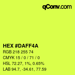 Color code: HEX #DAFF4A | qconv.com