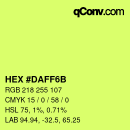 颜色代码: HEX #DAFF6B | qconv.com