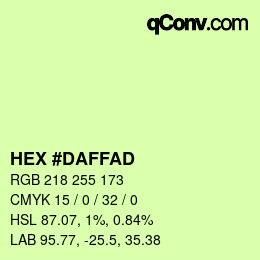 Color code: HEX #DAFFAD | qconv.com