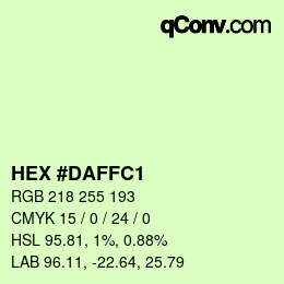 Color code: HEX #DAFFC1 | qconv.com