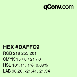 Color code: HEX #DAFFC9 | qconv.com