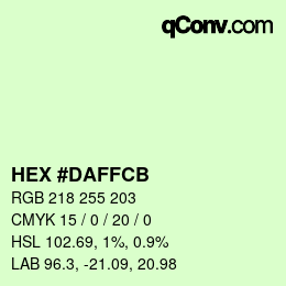 Color code: HEX #DAFFCB | qconv.com