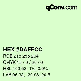 Color code: HEX #DAFFCC | qconv.com