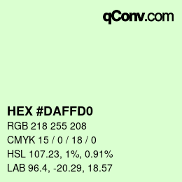 Color code: HEX #DAFFD0 | qconv.com