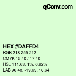 Color code: HEX #DAFFD4 | qconv.com