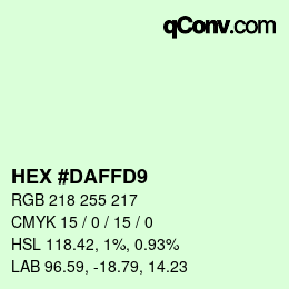 カラーコード: HEX #DAFFD9 | qconv.com