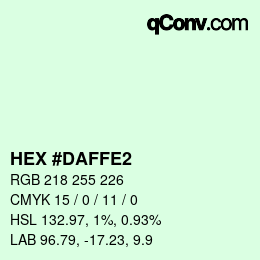 Color code: HEX #DAFFE2 | qconv.com