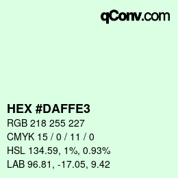 Color code: HEX #DAFFE3 | qconv.com