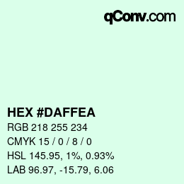 カラーコード: HEX #DAFFEA | qconv.com