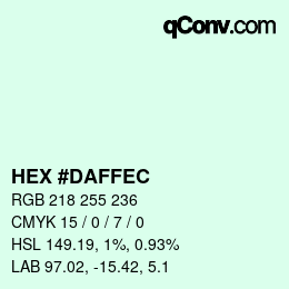 Color code: HEX #DAFFEC | qconv.com