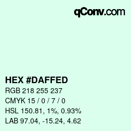 Color code: HEX #DAFFED | qconv.com