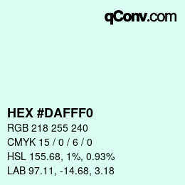 Color code: HEX #DAFFF0 | qconv.com