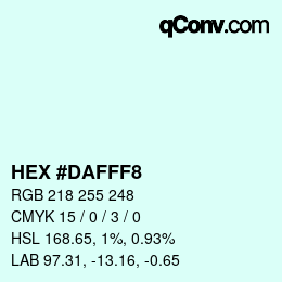 カラーコード: HEX #DAFFF8 | qconv.com