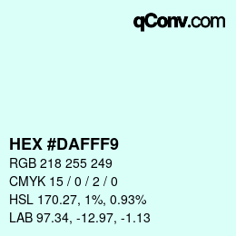 颜色代码: HEX #DAFFF9 | qconv.com