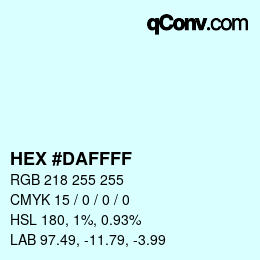 Color code: HEX #DAFFFF | qconv.com