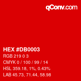 Color code: HEX #DB0003 | qconv.com