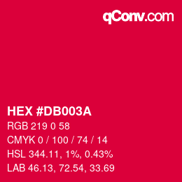 Color code: HEX #DB003A | qconv.com