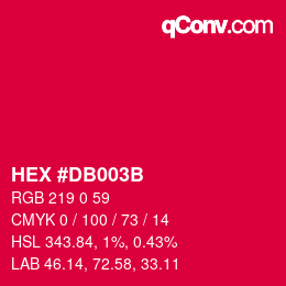 カラーコード: HEX #DB003B | qconv.com