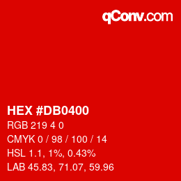 Color code: HEX #DB0400 | qconv.com
